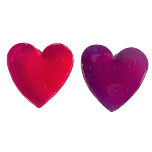 a pink rose heart and a purple lavender heart